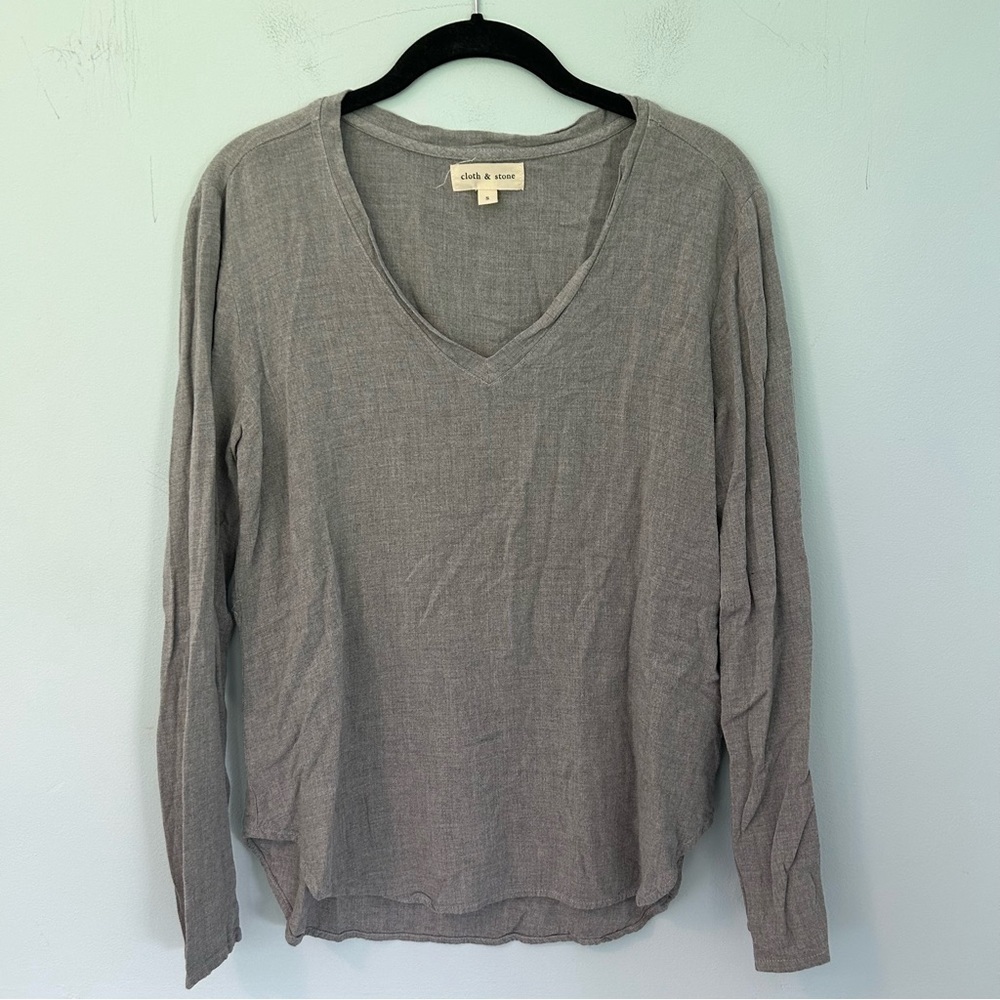Cloth & Stone Gray Long Sleeve Top Size Small